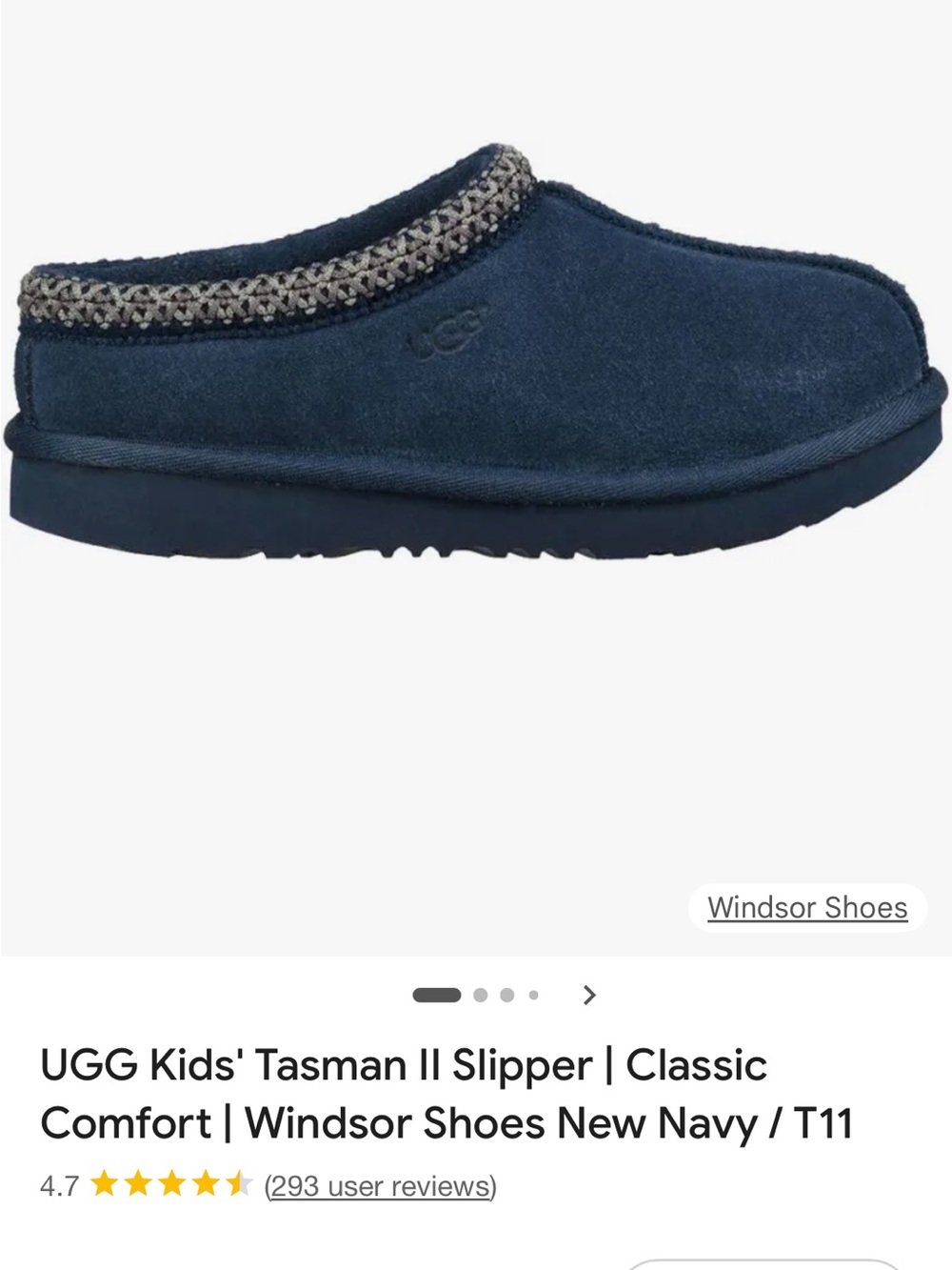 UGG Kids Tasman II Slip-On Slipper in Navy with Contrast Trim
